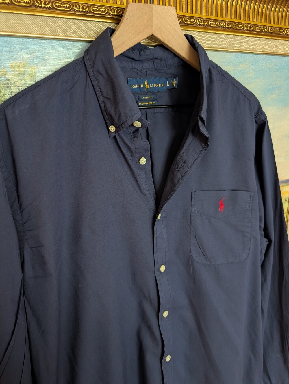 Ralph Lauren Navy Button-Down Summerweight Shirt